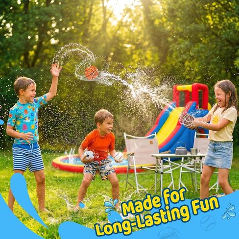 4 PCS Water Splash Ball, Pool Football Basketball Soccer Baseball Toys, Outdoor Swimming Pool Beach Bath Water Toys for Kids Toddler, Backyard Games Summer Birthday Gifts for Boys Girl in Kuwait