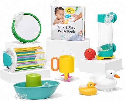 LOVEVERY, The Bath Set, 9-Piece Bath Toys with Play Guide, Early Development for 9+ Months in Kuwait