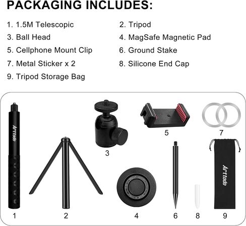 Golf Tripod & Monopod, 59" Selfie Stick for Golf Swing Recording, Magnetic Phone Mount & Spring Clamp, Compatible with Phones & Cameras, Includes Ground Spike & Carry Bag, Golf Accessories in Kuwait