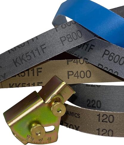 Knife Sharpening Angle Guide fits 1X30 Belt Sander with Assorted 6 Pack of 1X30 Sharpening Sanding Belts in Kuwait