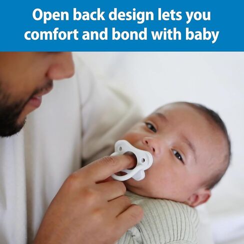 Bundle of Dr. Brown's HappyPaci 100% Silicone Baby Pacifier, Contoured One-Piece Design, Light-Blue, Blue, White, Gray, Black, 0-6m, BPA-Free, 8-Pack in Kuwait