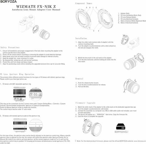 FX-NZ Auto Focus Adapter Compatible with Fujifilm X Mount Lens to Nikon Z Mount Cameras in Kuwait