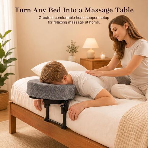 Massage Headrest for Bed, Bed Massage Head Holder Adjustable Face Cradle Support for Home Massage, Couples Massage & Spa Use, Portable Fits 6–17" Mattress, for Men & Women (Gray) in Kuwait