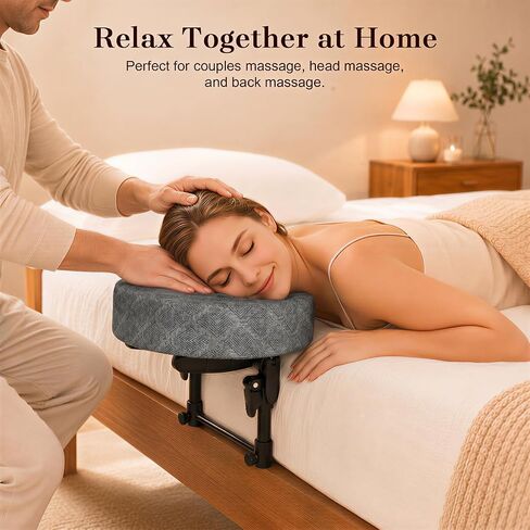 Massage Headrest for Bed, Bed Massage Head Holder Adjustable Face Cradle Support for Home Massage, Couples Massage & Spa Use, Portable Fits 6–17" Mattress, for Men & Women (Gray) in Kuwait