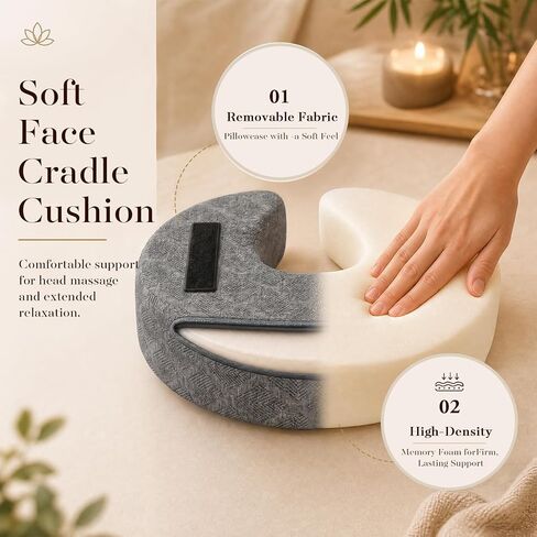 Massage Headrest for Bed, Bed Massage Head Holder Adjustable Face Cradle Support for Home Massage, Couples Massage & Spa Use, Portable Fits 6–17" Mattress, for Men & Women (Gray) in Kuwait