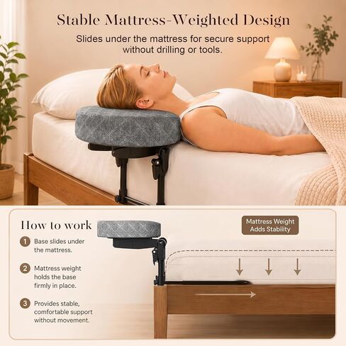 Massage Headrest for Bed, Bed Massage Head Holder Adjustable Face Cradle Support for Home Massage, Couples Massage & Spa Use, Portable Fits 6–17" Mattress, for Men & Women (Gray) in Kuwait