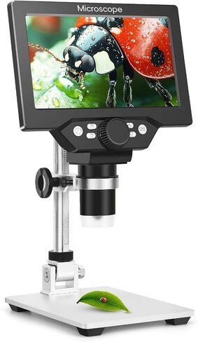7" LCD Digital Microscope with 12MP 1080P Camera, 8 LED Lights & Metal Stand, Ultra-Precise Focus for Coins, Stamps, Soldering & PC View, 50–1200X Magnification in Kuwait