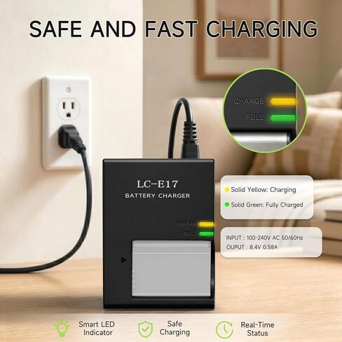 LC-E17 LC-E17E LC-E17C Charger Replacement for Canon EOS RP, EOS R10, EOS Rebel T7i, EOS Rebel T6i, Camera Battery Charger for LP-E17, Fits EOS Rebel T6s, EOS Rebel SL3, EOS Rebel SL2, EOS 77D in Kuwait