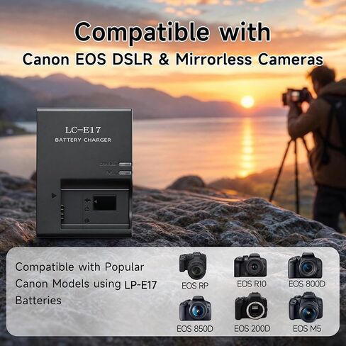 LC-E17 LC-E17E LC-E17C Charger Replacement for Canon EOS RP, EOS R10, EOS Rebel T7i, EOS Rebel T6i, Camera Battery Charger for LP-E17, Fits EOS Rebel T6s, EOS Rebel SL3, EOS Rebel SL2, EOS 77D in Kuwait