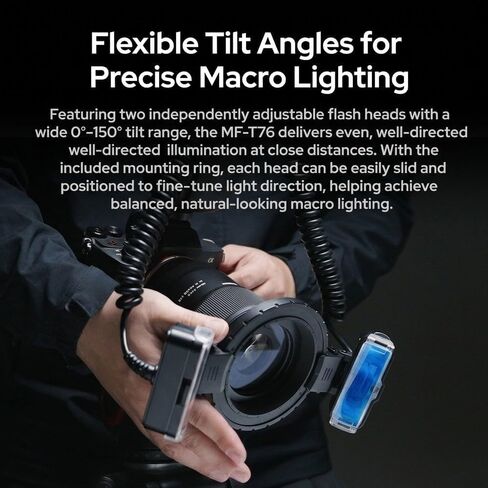 Godox MF-T76 C for Canon Macro Twin Lite Flash, TTL HSS 2.4G Wireless | 1/8000s High-Speed Sync with Modeling Lights, 1.2s Recycle Time, 550 Full Power Flashes for Macro Photography in Kuwait