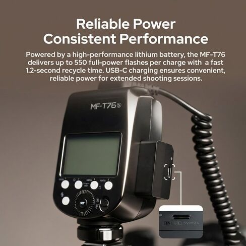 Godox MF-T76 C for Canon Macro Twin Lite Flash, TTL HSS 2.4G Wireless | 1/8000s High-Speed Sync with Modeling Lights, 1.2s Recycle Time, 550 Full Power Flashes for Macro Photography in Kuwait