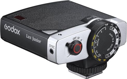 Godox Flash Lux Junior Retro Camera Flash, Compact Portable Flash in Black with Simple Controls, Soft Even Lighting for Portraits, Everyday Photography, Beginners and Content Creators in Kuwait