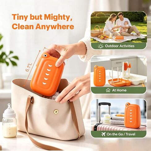 6-in-1 Baby Bottle Brush Set – Portable Silicone Bottle Cleaner with Drying Rack, Soap Dispenser, Nipple Brush & Straw Brush – Travel-Friendly Bottle Cleaning Kit in Kuwait