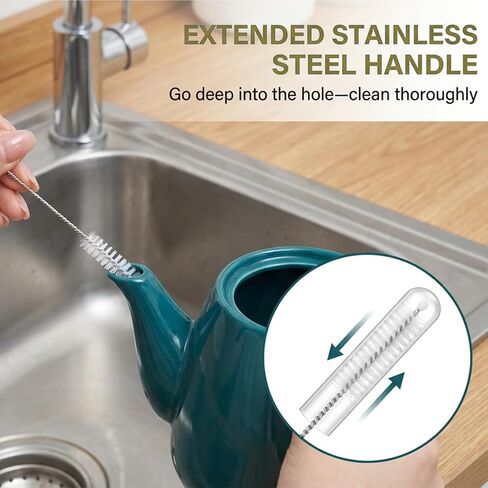 JJUNW 3 in 1 Cup Lid Cleaning Brush, 7Pcs Portable Cup Cleaner Set with 4 Long-Bristled Tools, Water Bottle Cleaner for Home Kitchen and Travel in Kuwait