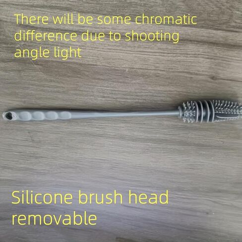 Silicone Long Handled Bottle Brush with Flexible Head for Cups and Bottles, Multi Use Cleaner for Kitchen Bathroom Car, Grey in Kuwait