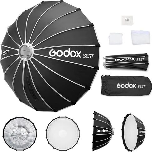 Godox Quick Release Softbox S85T 85cm/33.5in Umbrella Bowens Mount Softbox | Foldable Lighting Soft Box for Studio Home Travel Product Portrait Photography with Removable Front and Inner Diffusers in Kuwait