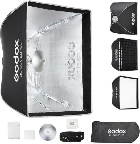 Godox Softbox UL-12"x18",Quick Release Bowens Mount Umbrella Softbox | 30x45cm Ult-fold,Studio Photography Lighting Soft Box with Honeycomb Grid for Product Portrait Shooting,Video Recording in Kuwait