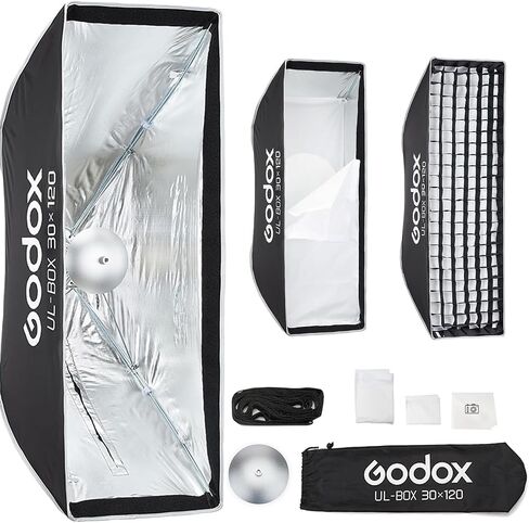 Godox Softbox UL-12"x18",Quick Release Bowens Mount Umbrella Softbox | 30x45cm Ult-fold,Studio Photography Lighting Soft Box with Honeycomb Grid for Product Portrait Shooting,Video Recording in Kuwait