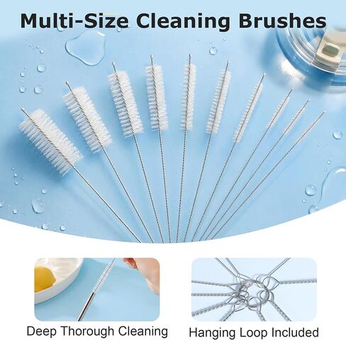 SIMPOR Bottle Cleaning Brush Set - 11Pcs Long Handle Straw Cleaner for Water Bottle, Reusable Pipe Cleaning Brush for Sippy Cup, Drinking Straw, Narrow Neck Bottles, Kettle Spout, Pipes, Tubes in Kuwait