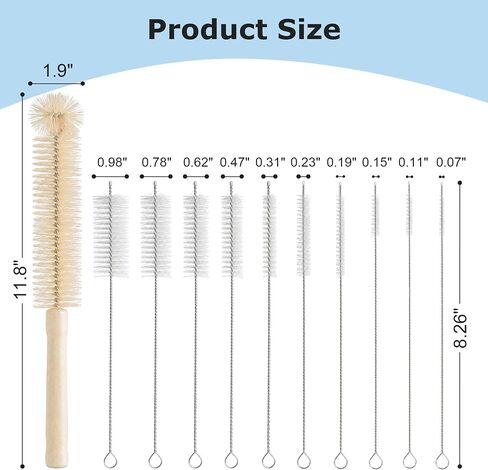 SIMPOR Bottle Cleaning Brush Set - 11Pcs Long Handle Straw Cleaner for Water Bottle, Reusable Pipe Cleaning Brush for Sippy Cup, Drinking Straw, Narrow Neck Bottles, Kettle Spout, Pipes, Tubes in Kuwait