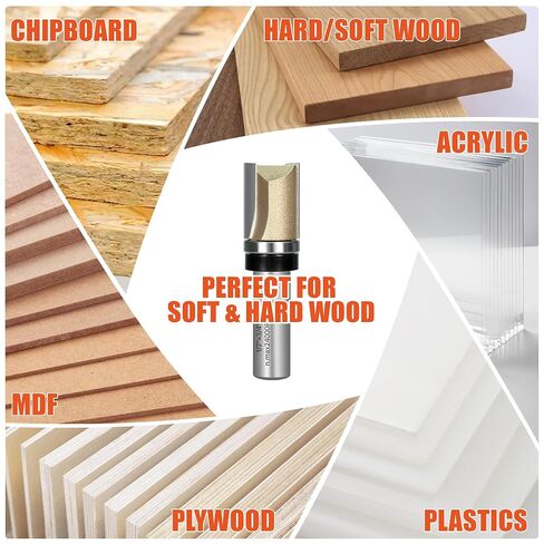 EASEWORK TOOL Template Router Bit,1/2" Shank x 3/4" Dia x 1" Cutting Depth | 5X Lifespan, Pattern Bit, Top Bearing,Razor-Sharp, Burr-Free, Tungsten Carbide, Woodworking in Kuwait
