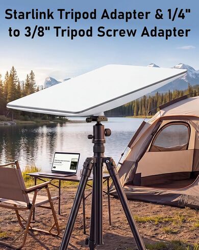 Starlink Mini Tripod Adapter Mount | 2-in-1 Dual-Sided 1/4" & 3/8" Threads, Fits 2024/2025 Starlink Mini Pipe Adapter – for RV, Camping, Outdoor in Kuwait