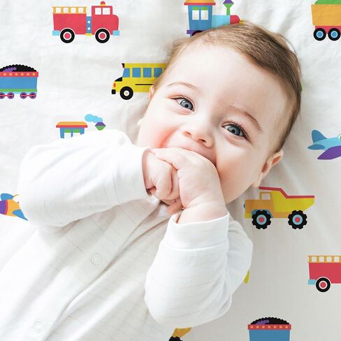 Wildkin Cotton Fitted Crib Sheet Bundle with Plush Throw Blanket (Trains, Planes & Trucks) in Kuwait