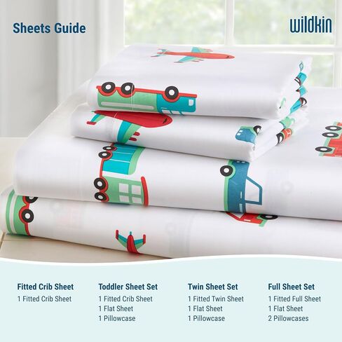 Wildkin Cotton Fitted Crib Sheet Bundle with Plush Throw Blanket (Trains, Planes & Trucks) in Kuwait