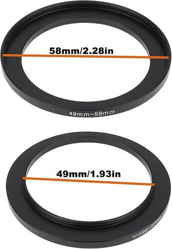2 Pack Step Up Ring 49mm to 58mm Lens Filter Adapter Slim Aluminum Compatible with DSLR and Mirrorless Cameras in Kuwait