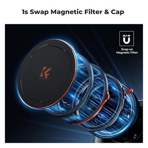 K&F CONCEPT 82mm Magnetic CPL + VND2-32 + Black Diffusion 1/4 Filter Kit | 1s Swap,Magnetic 5-Pack: Filter + Magnetic Basic Ring + Lens Cap Kit with Storage Case (Nano-X Series)-FU704 in Kuwait