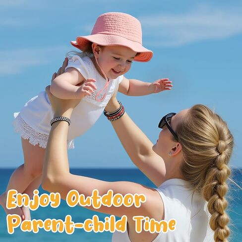 2 Pack Muslin Baby Sun Hat Sun Protection Baby Bucket Hat with Wide Brim Beach Hats for Boys Girls (US, Age, 0 Months, 6 Months, Pink+floral1) in Kuwait