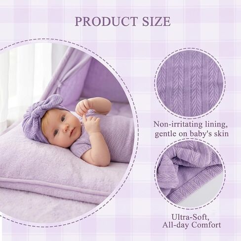 4Pack Preemie Hats Soft Ribbed Knit Baby Girl Turban Bow Hospital Caps | baby bonnets for premature infants, textured wheat ear knit in 4 retro colors, gentle warmth for baby girls in Kuwait