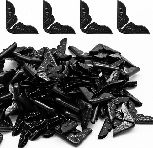 100pcs Vintage Metal Book Corner Protectors, Black | Decorative, For Notebook Scrapbook Menu File Folder in Kuwait