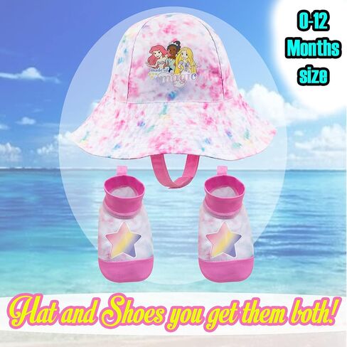 Disney Princess Tie-dye Bucket Hat and Swim Booties Set, Sun Protection UPF 50+ - Age 0-12 Months in Kuwait