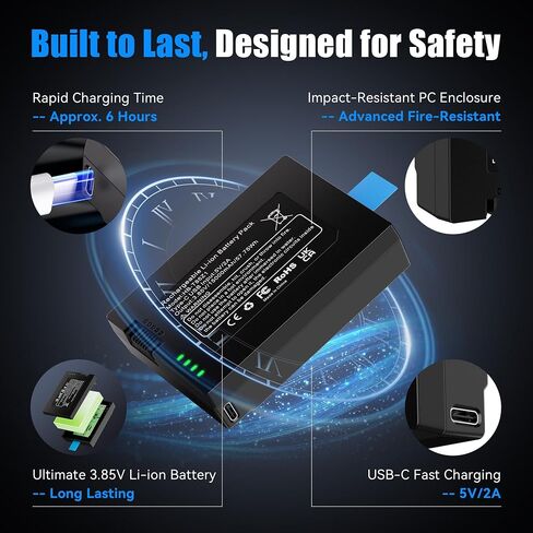 Fulpower 15000mAh Replacement Battery for eufy FamiLock S3 Max,S3 | 3.85V Li-ion, ultra-long standby, LED indicator, fireproof PC case, multi-protection, USB-C cable, eufy battery replacement in Kuwait