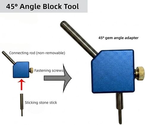 45 Degree Angle Converter for Gem Faceting Machine, High Precision 5-Axis CNC Machined Adapter Block with 6.0mm Brass Collet, for Lapidary Machine Grinding Polishing Tools in Kuwait