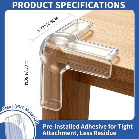 60 Pack Clear T Shape Furniture Corner Protectors, Transparent Edge Guards, Sharp Corner Safety Bumpers for Table Cabinet Counter Desk Nightstand Household Furniture in Kuwait