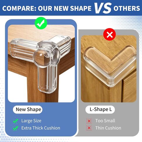 60 Pack Clear T Shape Furniture Corner Protectors, Transparent Edge Guards, Sharp Corner Safety Bumpers for Table Cabinet Counter Desk Nightstand Household Furniture in Kuwait