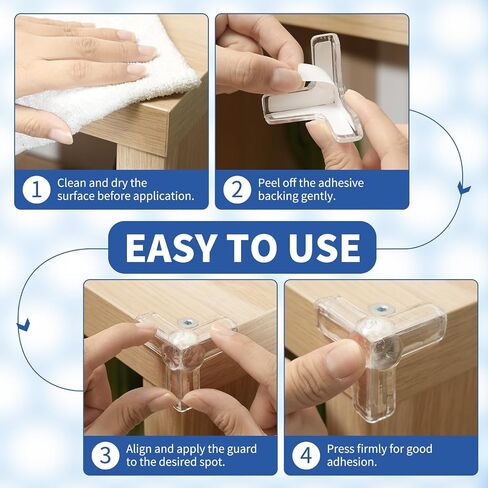60 Pack Clear T Shape Furniture Corner Protectors, Transparent Edge Guards, Sharp Corner Safety Bumpers for Table Cabinet Counter Desk Nightstand Household Furniture in Kuwait