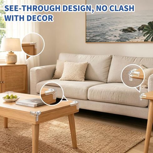 60 Pack Clear T Shape Furniture Corner Protectors, Transparent Edge Guards, Sharp Corner Safety Bumpers for Table Cabinet Counter Desk Nightstand Household Furniture in Kuwait