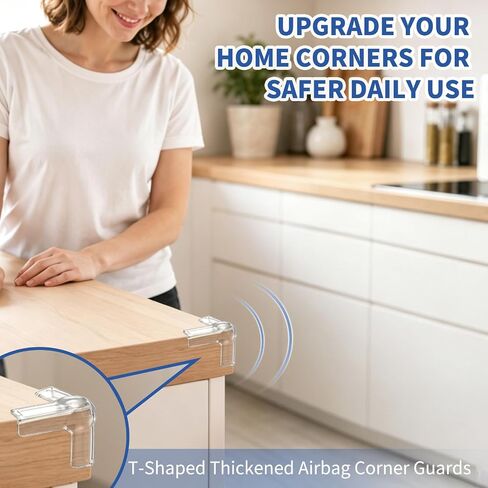 60 Pack Clear T Shape Furniture Corner Protectors, Transparent Edge Guards, Sharp Corner Safety Bumpers for Table Cabinet Counter Desk Nightstand Household Furniture in Kuwait