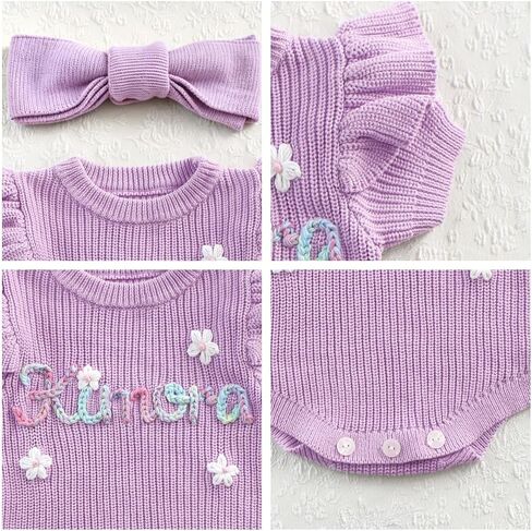 Personalized Name Onesie, Custom Knit Cotton Short Sleeve Baby Bodysuit, Newborn Coming Home Outfit, Baby Birthday Gift, Newborn Romper Set in Kuwait