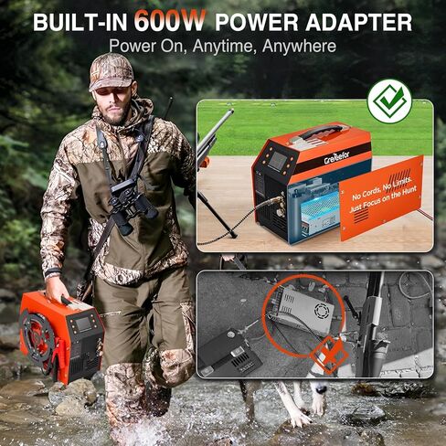 PCP Air Compressor 4500 PSI / 30 MPa, 350W Motor, LCD Display, Auto Stop, Water/Oil-Free, Built-in 600W Adapter, 12V DC & 110V/220V AC Power for Paintball Tanks, Airguns & Air Rifles, Orange in Kuwait