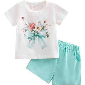 Toddler Baby Girl Summer Outfits Printed Clothes Set 1-5 Years in Saudi Arabia