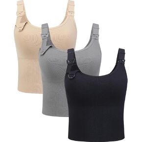 Suekaphin Nursing Longline Bra Tank Top Crop,Maternity Support Workout Sport Bra,Pullover Wide Straps Sewn Cups for Breastfeeding,Sort A,XLarge in Kuwait