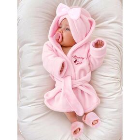 Newborn Girl Photoshoot Bathrobe Outfits Infant Robe Bath Towel with Slippers Set Newborn Photography Props（1-3M） in Kuwait