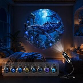 Jurassic dinosaur pattern ambient projection decorative night light | Includes projected images of Triceratops, Ankylosaurus, Tyrannosaurus Rex, Mosasaurus, Pterodactyl, etc. in Kuwait
