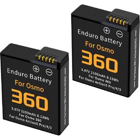 2-Pack Osmo 360 Battery Compatible for DJI Action 6/5 Pro/4/3 3.87V 2100mAh in Kuwait