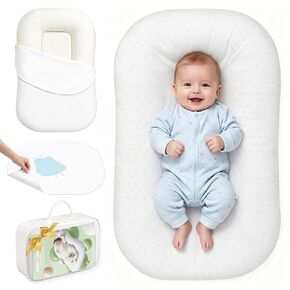 UMEIJA Baby Lounger Infant Support Cushion with Separate Waterproof Pad for 0-24 Months Baby Lounger Pillow Soft Cotton Breathable Infant Floor Seats & Loungers for Newborn Baby Gifts Travel Essential in Kuwait