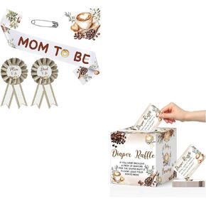 3Pack Mom to Be Sash & Dad to Be Corsage Pins Set and 51Pcs Diaper Raffle Box and Diaper Raffle Tickets in Kuwait